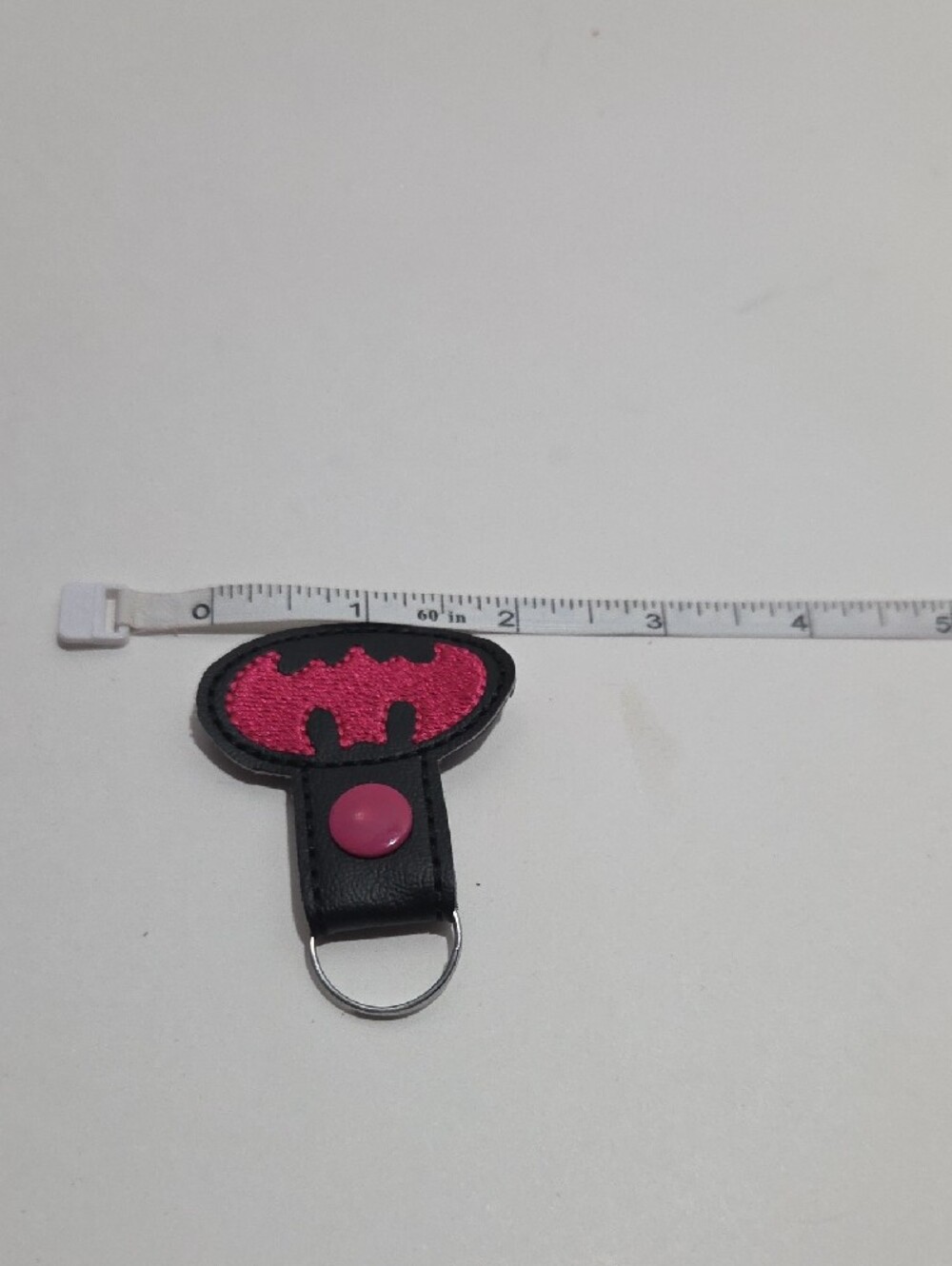 Pink Embroidered Bat Logo Keychain - Picture 4 of 5